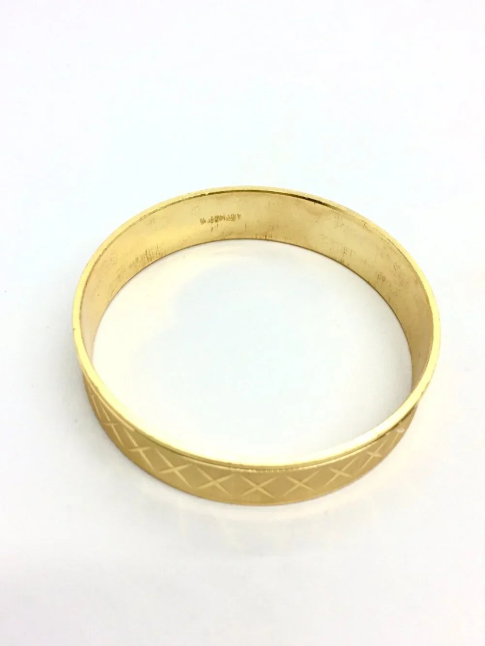VINTAGE W GERMANY Bangle Gold Tone Matte Textured X Cross Wide Bracelet